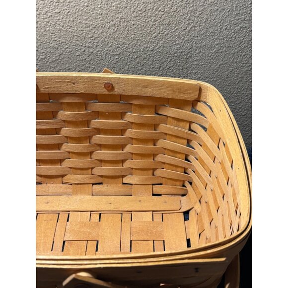 Longaberger Basket 1999 Hand Woven Classic Basket Double Swing Handles  8"Tall - Picture 3 of 8